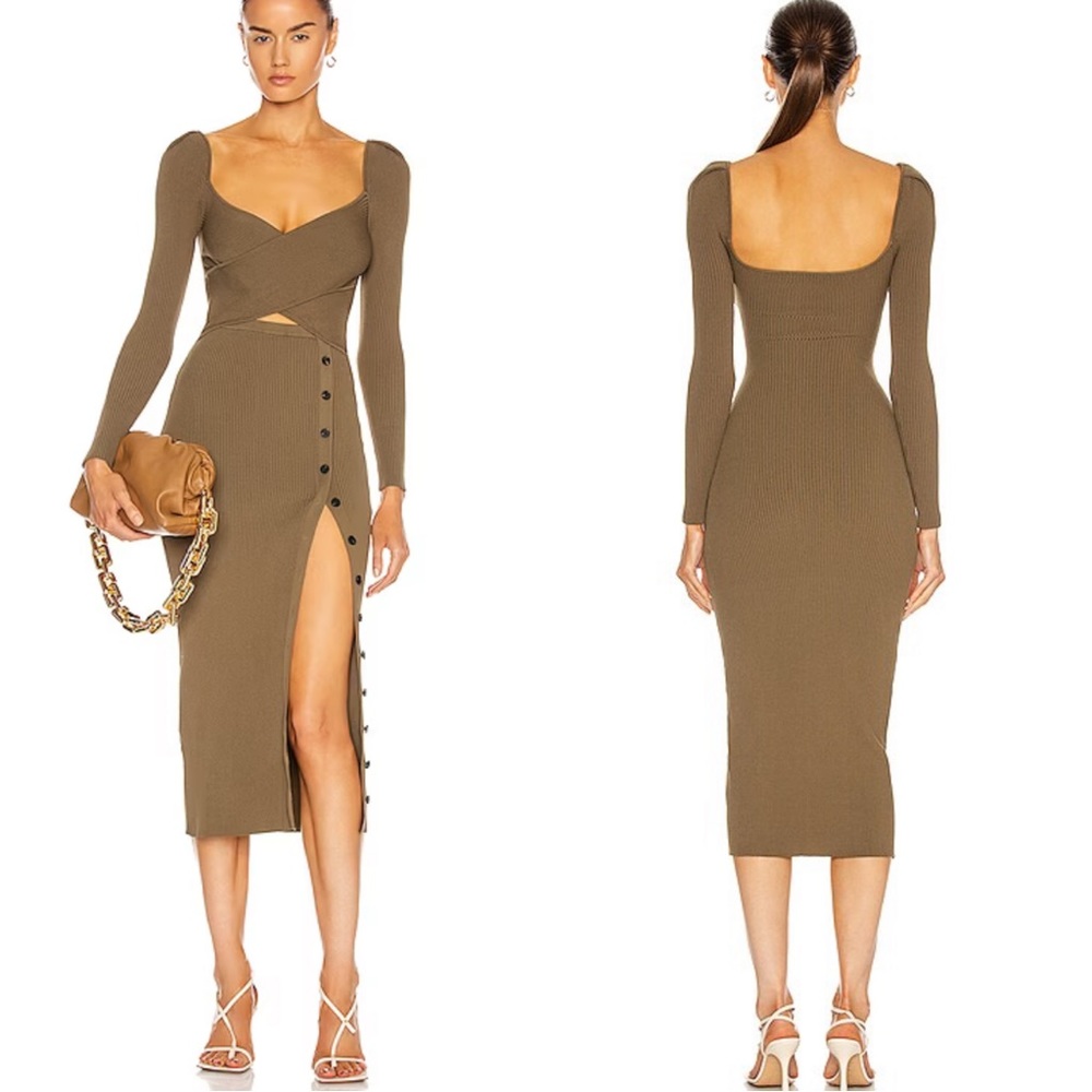 Self-Portrait Brown Midi Dress